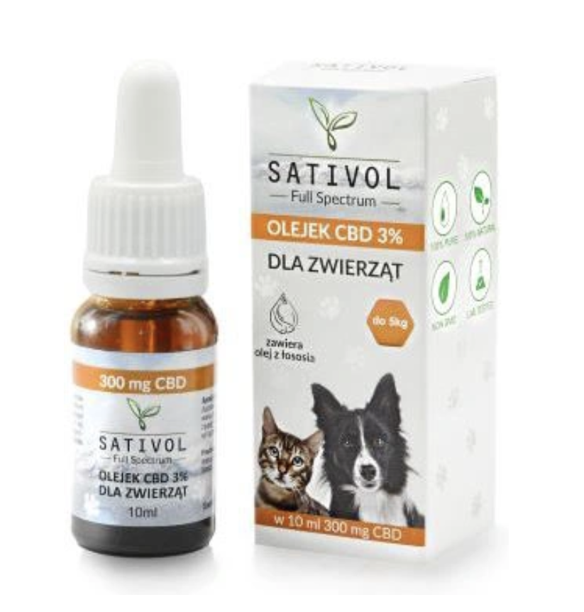 Олія КБД Sativol CBD oil для тварин 3% Full Spectrum Польща - 0